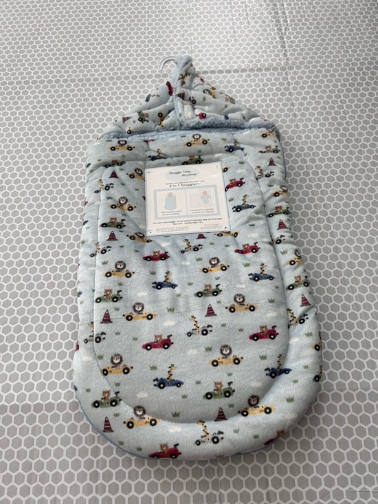 Elements of Style Other - NWT Snuggle Time 2-in-1 Baby Snuggler - Light Blue with Car & Animal Print